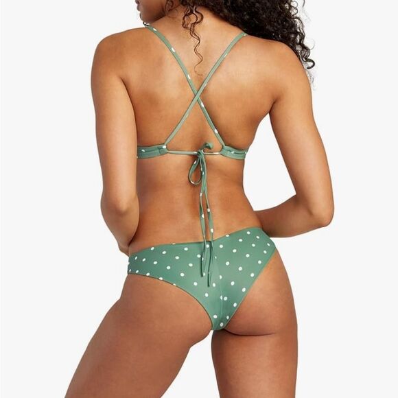 RVCA WOMEN’S LOW RISE MEDIUM COVERAGE HIPSTER BOTTOMS SIZE MEDIUM DARK IVY NWT - Picture 4 of 8